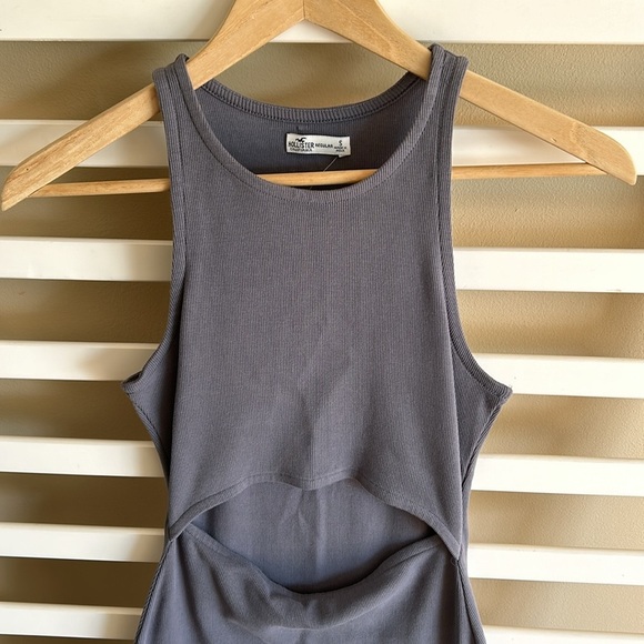 NWT Hollister Dress Womens Midi Ribbed Slit Gray Stretch Small - Picture 2 of 10